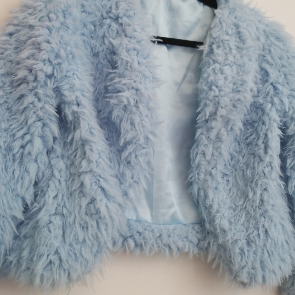 Baby Blue Faux Fur Jacket - Picture 2 of 3